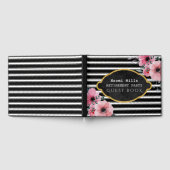 Pensioen partij Black Stripes | Elegante bloem Gastenboek (Volledig)
