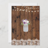Pensioen Partij Bloemen Kant Hout Mason Jar Uitnod Kaart (Achterkant)