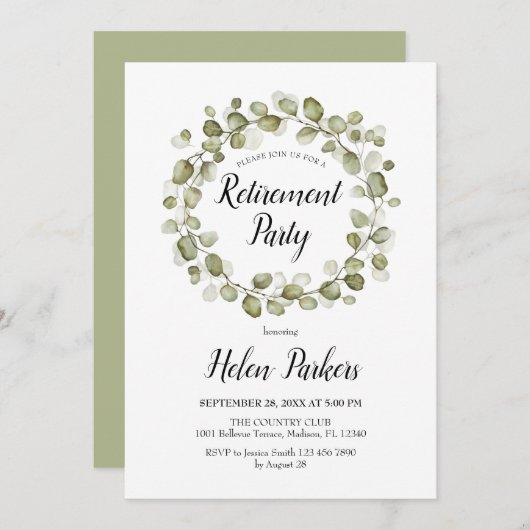 Pensioen partij Botanische gebladerte krans Kaart (Voorkant / Achterkant)