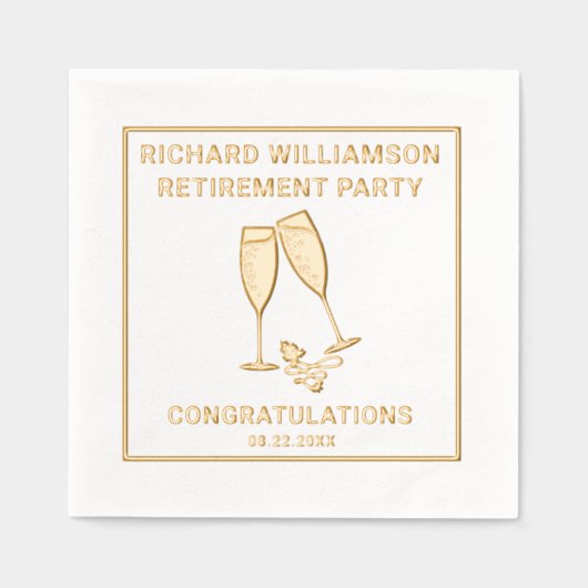 Pensioen partij Champagne Folie gestempeld servett Folie Servetten (Voorkant)