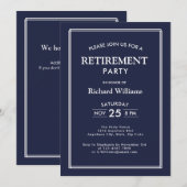 Pensioen partij Classic Blue Uitnodiging (Voorkant / Achterkant)