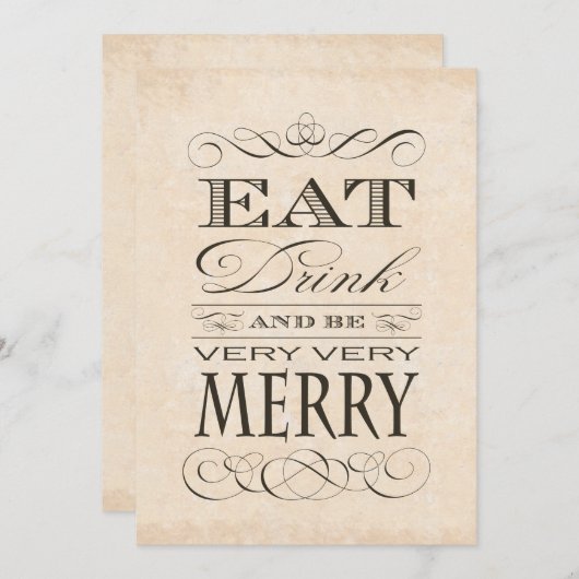 Pensioen Partij: Eet Drink en wees erg vrolijk Kaart (Voorkant / Achterkant)