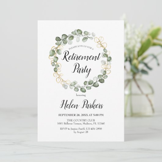 Pensioen partij Eucalyptus gebladerte krans Kaart (Staand voorkant)