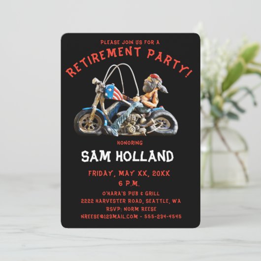 Pensioen partij Funny Biker Motorcycle Kaart (Staand voorkant)