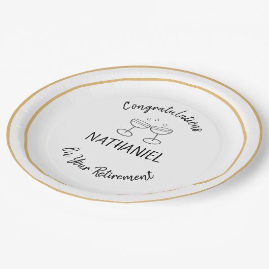 Pensioen Partij Gefeliciteerd Aangepaste Naam Papieren Bordje (Gekanteld)