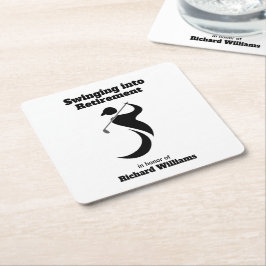 Pensioen partij golf speler swingende moderne stij kartonnen onderzetters