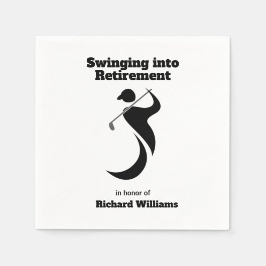 Pensioen partij golf speler swingende moderne stij servet (Voorkant)