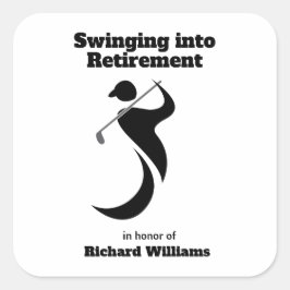 Pensioen partij golf speler swingende moderne stij vierkante sticker