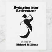 Pensioen partij golf speler swingende moderne stij wijn etiket (Enkel label)