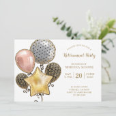 Pensioen Partij Gouden Roos Gouden Ballonnen Kaart (Staand voorkant)