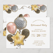 Pensioen Partij Gouden Roos Gouden Ballonnen Kaart (Voorkant / Achterkant)