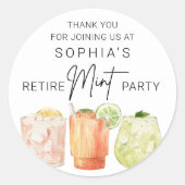 Pensioen partij gunst, grappig Mint gunst Ronde Sticker (Voorkant)