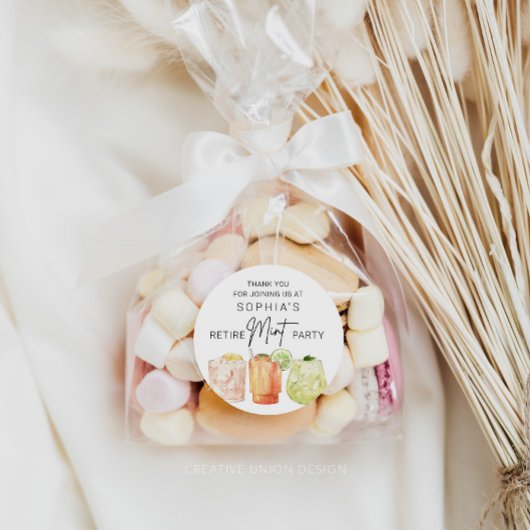 Pensioen partij gunst, grappig Mint gunst Ronde Sticker