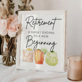 Pensioen partij gunst teken, nieuw begin poster