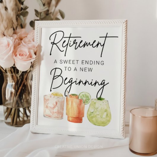 Pensioen partij gunst teken, nieuw begin poster