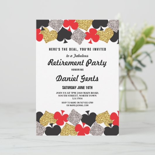 Pensioen Partij Las Vegas Casino Royale Invite Kaart (Staand voorkant)