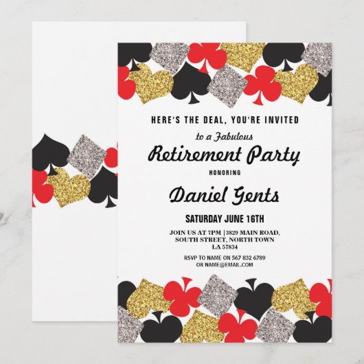 Pensioen Partij Las Vegas Casino Royale Invite Kaart (Voorkant / Achterkant)