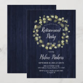 Pensioen Partij Marine Blauwe Botanische Krans Kaart (Voorkant / Achterkant)