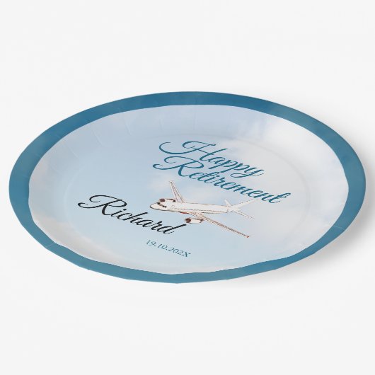 Pensioen Partij Papieren Borden met Vliegtuigontwe Papieren Bordje (Gekanteld)