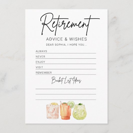 Pensioen Partij Retirement Advies & Wishes Kaart (Voorkant)