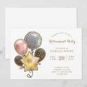 Pensioen Partij Roos Goud Zilver Gouden Ballonnen Kaart (Voorkant / Achterkant)