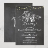 Pensioen partij Sip Hip Hoera Cocktails Chalk Kaart (Voorkant / Achterkant)