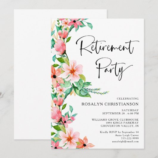 Pensioen Partij Tropische Bloemen Script (Voorkant / Achterkant)