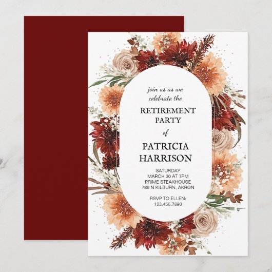 Pensioen Partij Uitnodiging sjabloon (Voorkant / Achterkant)