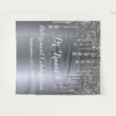 Pensioen partij zilveren glitter druppels wandkleed (Voorkant (horizontaal))