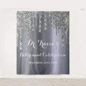 Pensioen partij zilveren glitter druppels wandkleed (Voorkant)