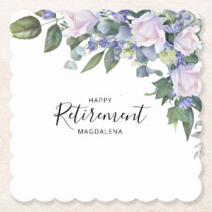 Pensioen Party Blauw Wit Bloemen Papier Onderzette Kartonnen Onderzetters