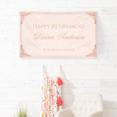 Pensioen Party Blush Pink Elegant Script  Spandoek (Insitu)