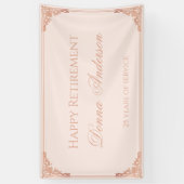 Pensioen Party Blush Pink Elegant Script  Spandoek (Verticaal)