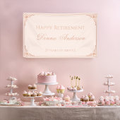 Pensioen Party Blush Pink Elegant Script  Spandoek