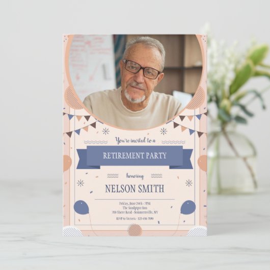 Pensioen Party Foto Kaart (Staand voorkant)