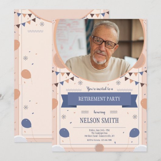 Pensioen Party Foto Kaart (Voorkant / Achterkant)