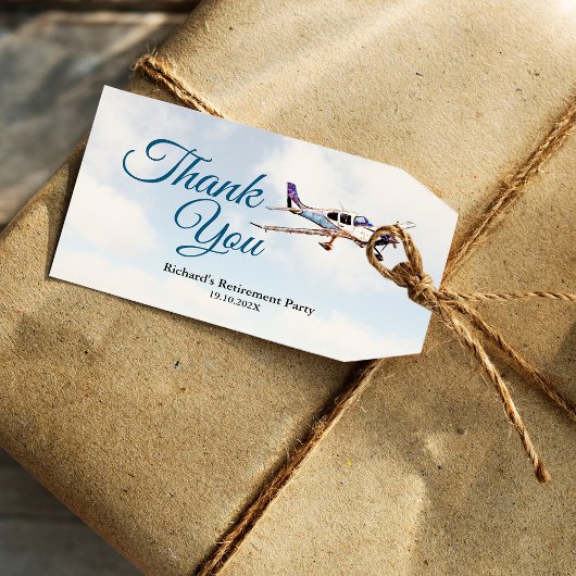 Pensioen Party Gift Label met Vliegtuigontwerp 2 Cadeaulabel