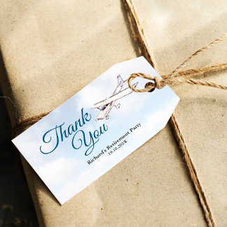 Pensioen Party Gift Label met Vliegtuigontwerp 3 Cadeaulabel