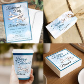 Pensioen Party Gift Label met Vliegtuigontwerp 3 Cadeaulabel