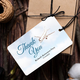 Pensioen Party Gift Label met Vliegtuigontwerp Cadeaulabel