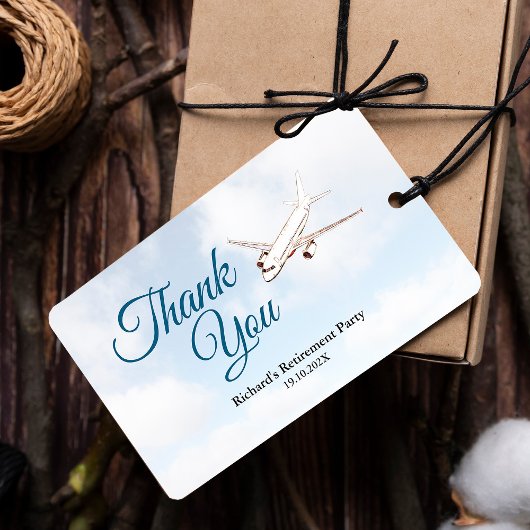 Pensioen Party Gift Label met Vliegtuigontwerp Cadeaulabel