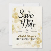 Pensioen Party Gold Confetti Save the Date Kaart (Voorkant)