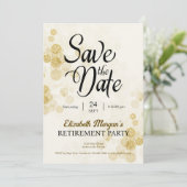 Pensioen Party Gold Confetti Save the Date Kaart (Staand voorkant)
