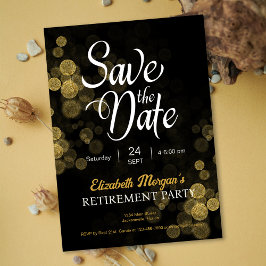 Pensioen Party Gold Confetti Save the Date Kaart