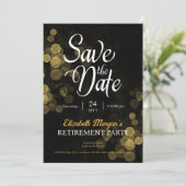 Pensioen Party Gold Confetti Save the Date Kaart (Staand voorkant)