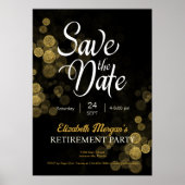 Pensioen Party Gold Confetti Save the Date Poster (Voorkant)