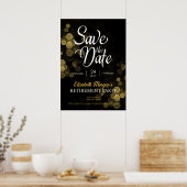 Pensioen Party Gold Confetti Save the Date Poster (Keuken)