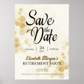 Pensioen Party Gold Confetti Save the Date Poster (Voorkant)