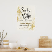 Pensioen Party Gold Confetti Save the Date Poster (Keuken)
