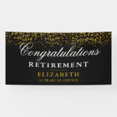 Pensioen Party Gold Glitter Black Banner (Horizontaal)